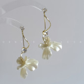 花朵长款 鸢尾花 法式 耳环女夏海边高级感度假风气质闪闪流苏耳饰