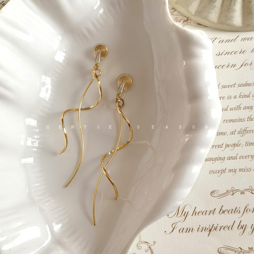 情丝绕。法式优雅显脸小耳饰925银长款简约气质无耳洞蚊香耳夹女