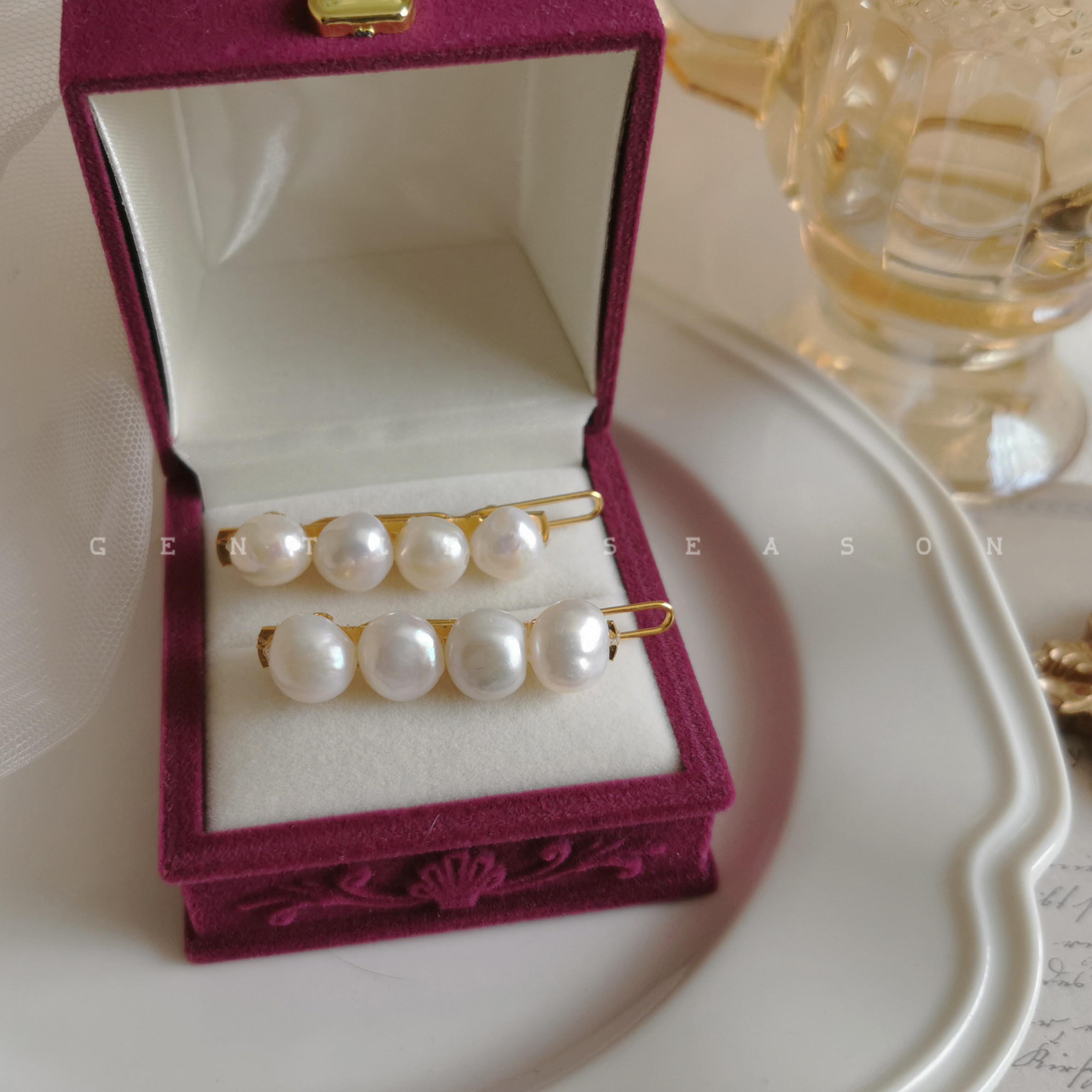 轻语。天然珍珠发夹法式复古油画风气质百搭少女一字夹边夹刘海夹,饰品/流行首饰/时尚饰品新,发饰,淘宝优惠券,粉丝福利购,淘宝优惠卷