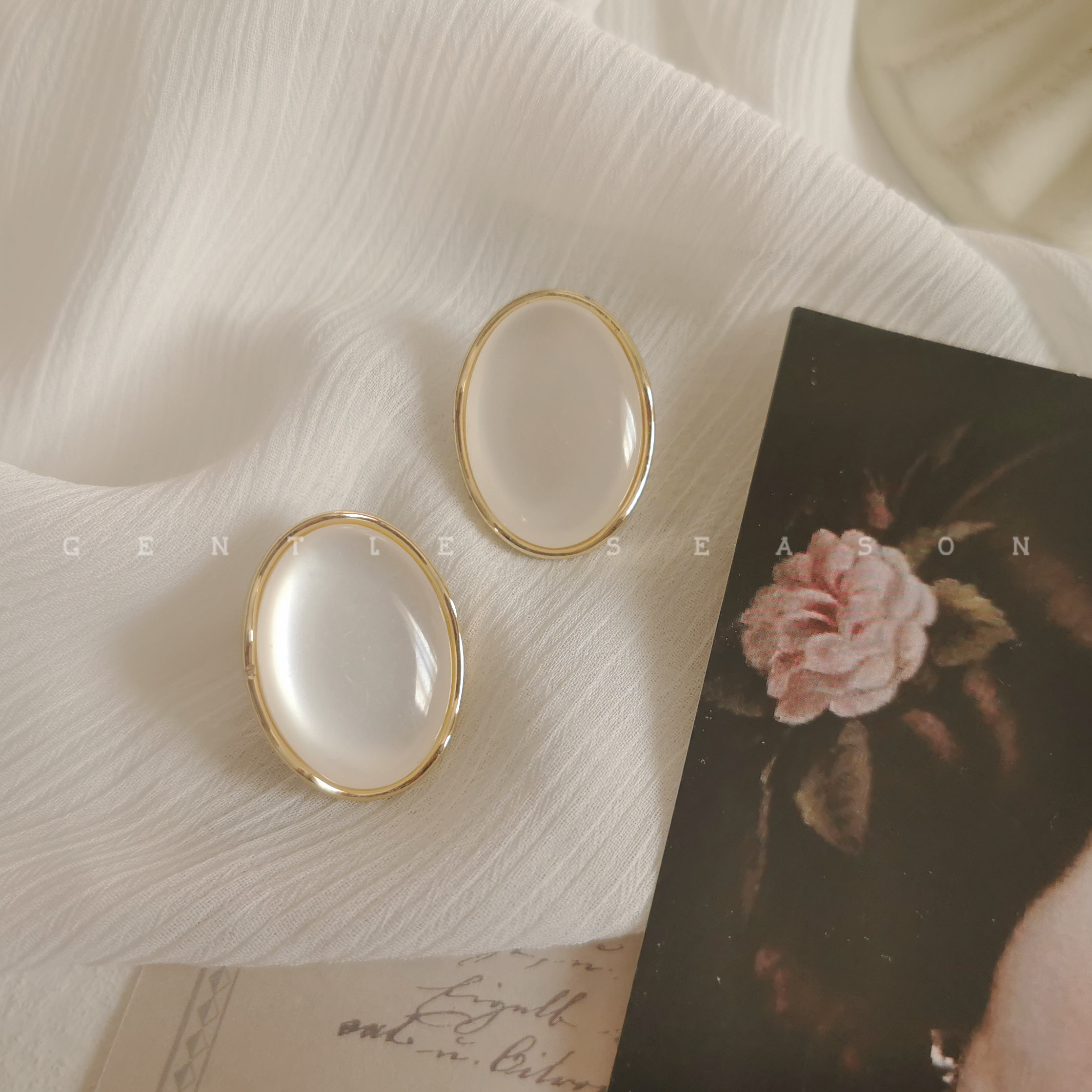 白月光法式猫眼温柔风高级感耳环