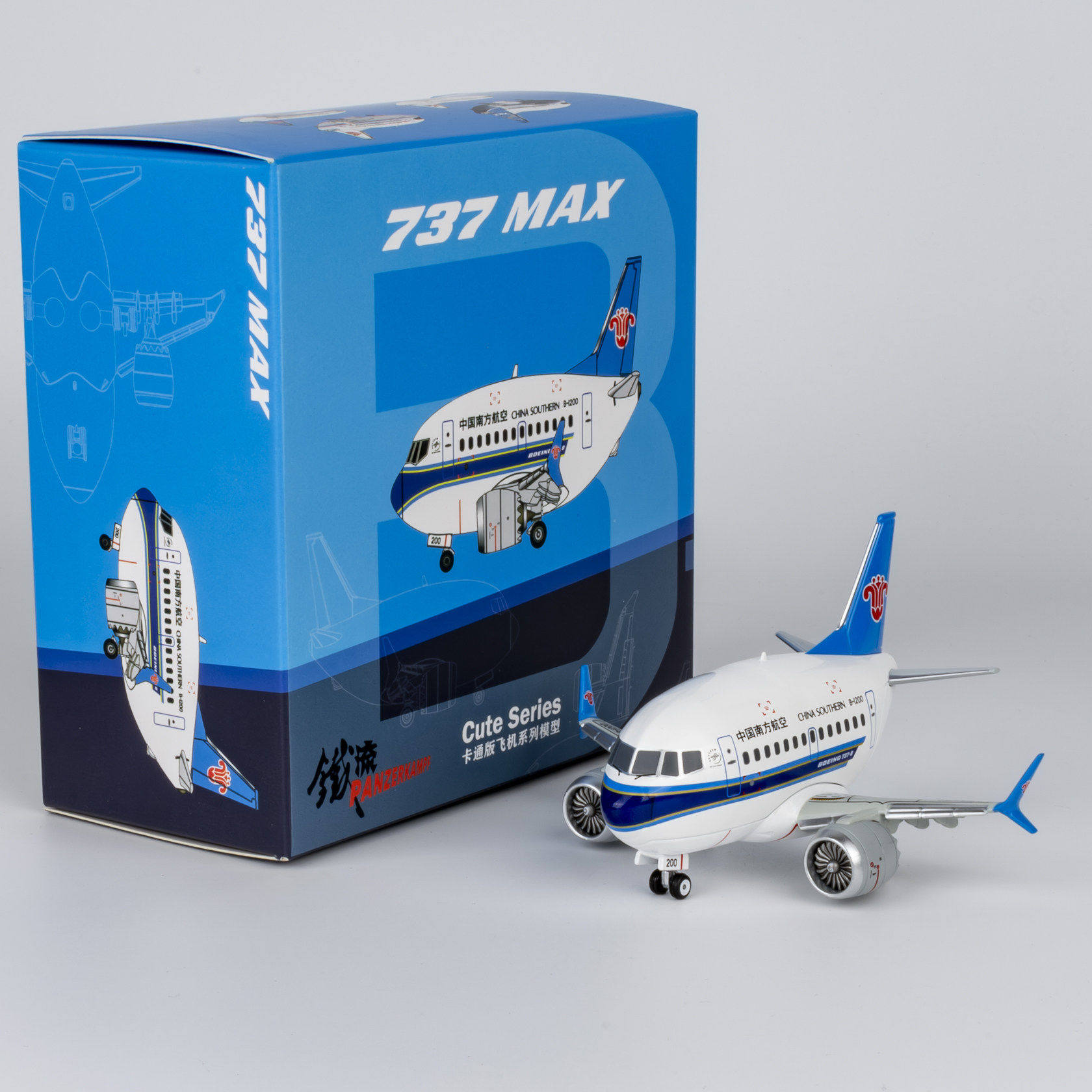 铁流Q版B737MAX8合金飞机模型图片