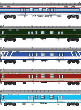 N27中国铁路1/87邮政客运车厢UZ25G/UZ25K仿真火车模型HO比例带灯