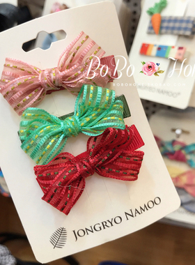 韩国进口palmtree儿童发饰 可爱女童 蝴蝶结边夹小碎花宝宝卡子