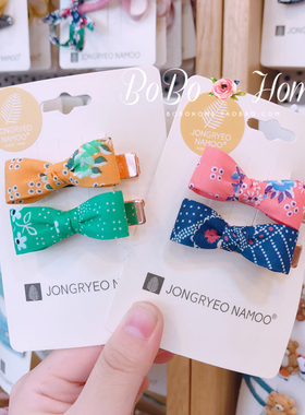 韩国进口palmtree儿童发饰 小清新蝴蝶结鸭嘴夹发卡 甜美女童边夹