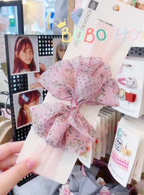 韩国进口palmtree儿童碎花蝴蝶结发带小清新甜美女童百搭头带发饰