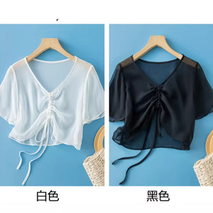 纯色轻薄透气桑蚕丝小坎肩女练功外搭 舞蹈服披肩真丝罩衫 新款 夏季