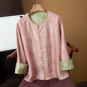 双面穿桑蚕丝国风开衫茶服外套