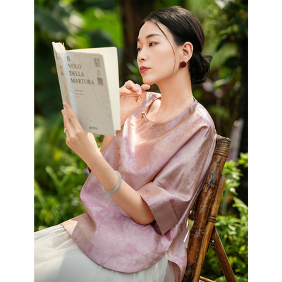 2026桑蚕丝新中式斜襟女衬衫