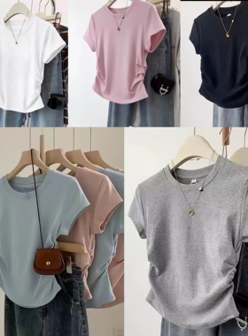 破价福利！舒服到爆！设计感小蛮腰正肩短袖莫代尔棉T恤JU百搭