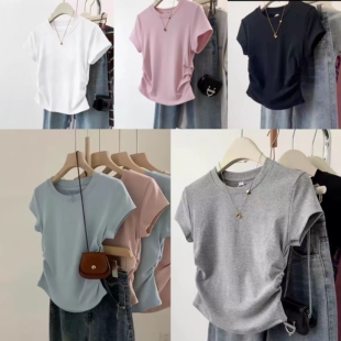 莫代尔棉T恤JU百搭 设计感小蛮腰正肩短袖 破价福利 舒服到爆