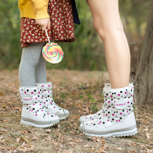 加厚亲子圆点舒适保暖低筒靴子潮雪地靴加厚短靴 百搭新品 冬季 新款