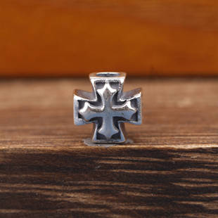 S925纯银十字军花背云线束隔珠腰珠军花十字架背云问文玩配饰配件