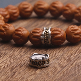 S925纯银吞噬卡环隔片文玩吞噬兽隔片獠牙卡环DIY星月百香籽配饰