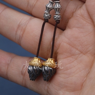 纯银金刚弟子珠星月金刚百香籽椰蒂108佛珠手串配饰尾坠