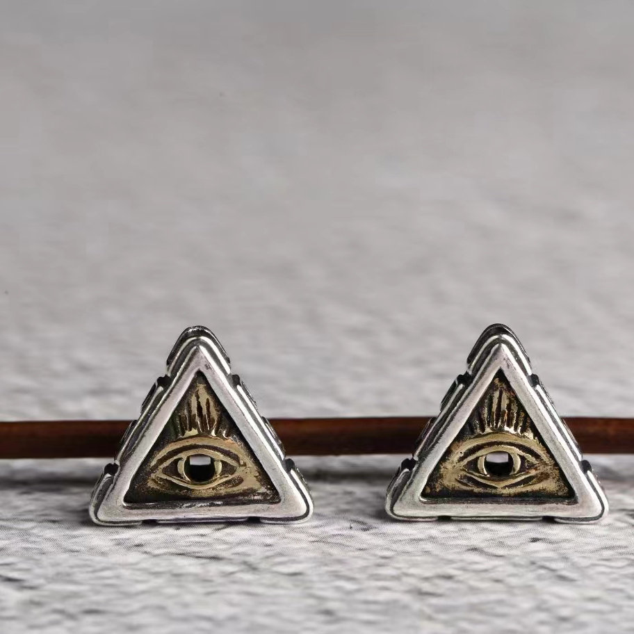 s925纯银三角形荷鲁斯上帝之眼背云文玩全知之眼背云线束配件