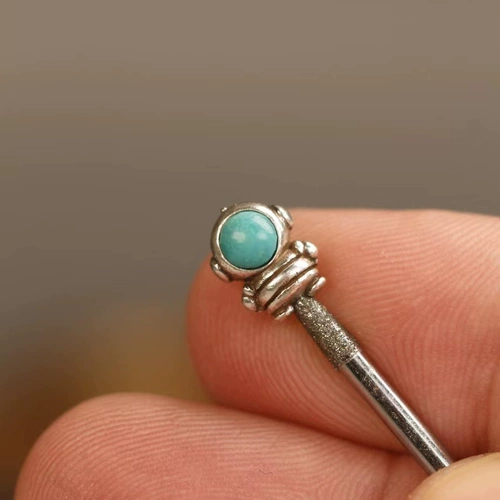 Космическая бирюзовая инкрустация камня, браслет, серебро 925 пробы