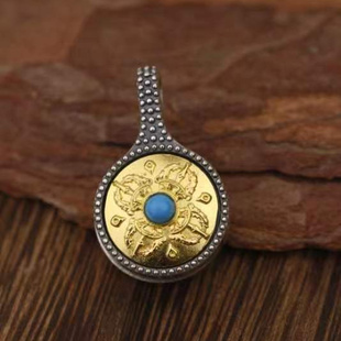 s925纯银镀金可转动手串卡子记数挂件吊坠配件星月菩提配饰配件