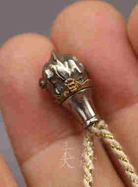 精工925纯银分体佛头三通文玩佛珠百香籽深坑鬼脸三通佛塔配饰