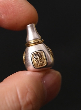 925纯银文玩三通配饰佛头扎基拉姆百香籽金刚星月猴头佛珠108手串