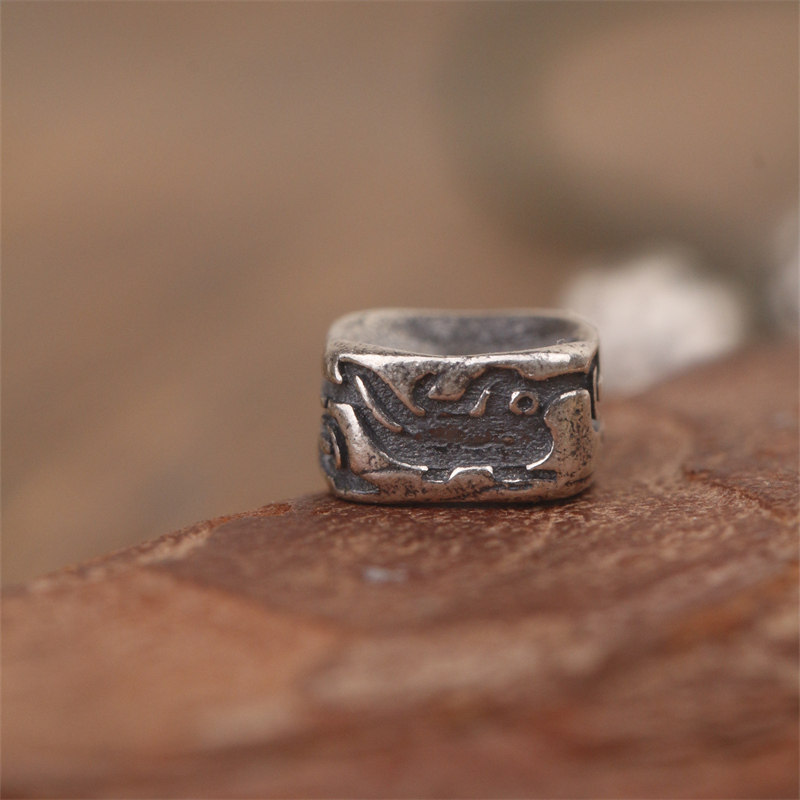 S925纯银太阳神鸟隔片四方金乌隔珠隔片文玩阴阳隔片卡环