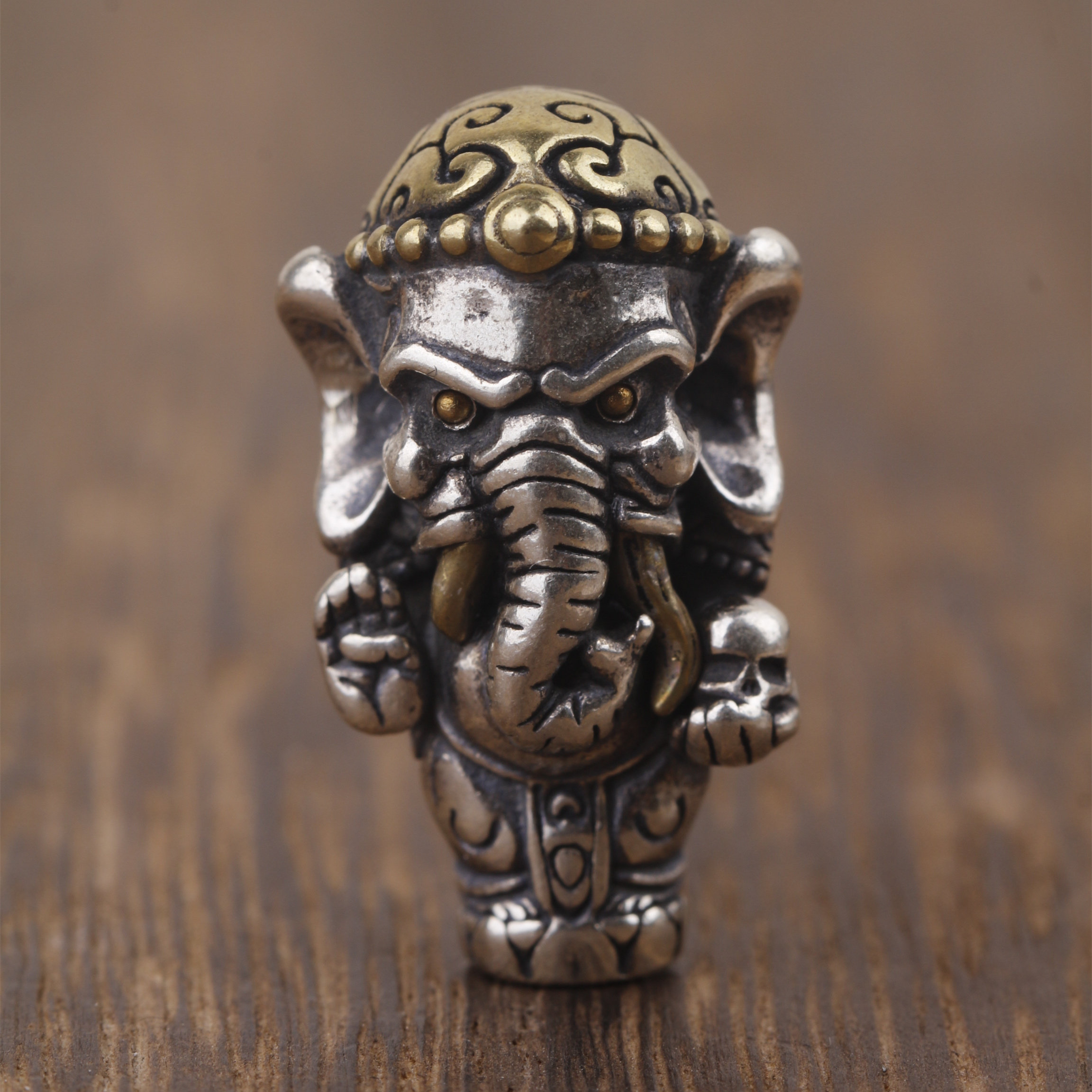 S925纯银diy配饰象神三通佛头文玩配饰象神星月百香籽金刚配饰