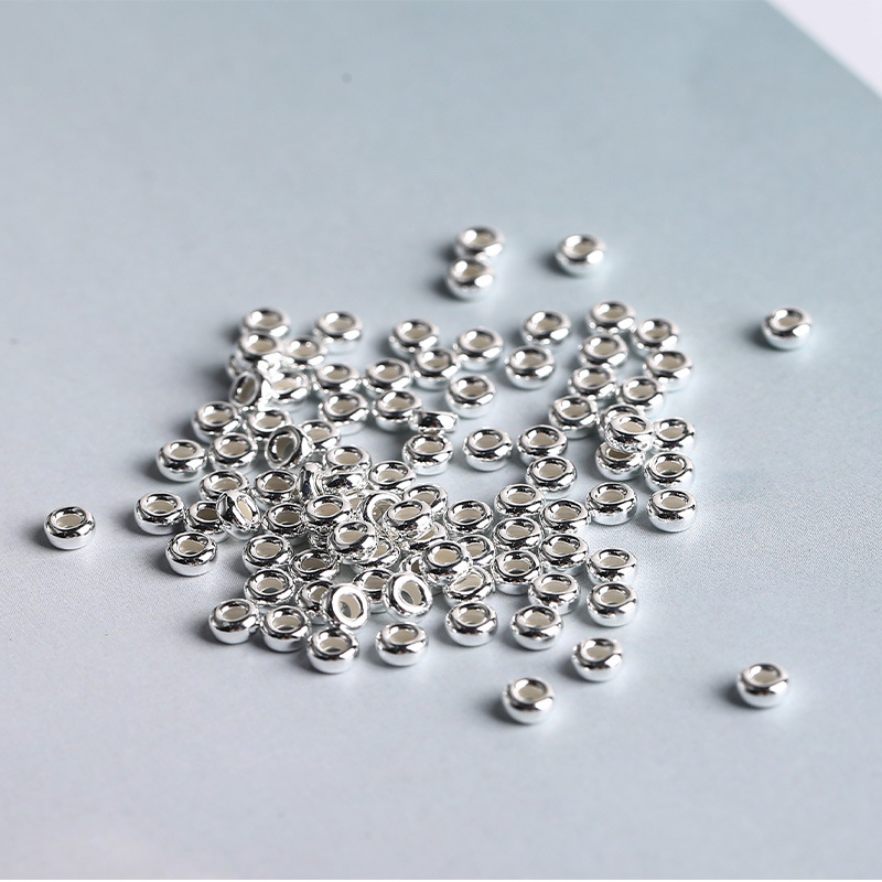 S925银 光面车轮珠3mm/5mm藏式配饰diy 吊坠挂件饰品配件