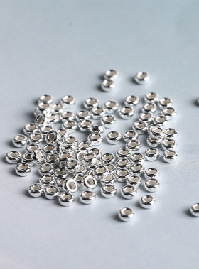 S925银 光面车轮珠3mm/5mm藏式配饰diy 吊坠挂件饰品配件