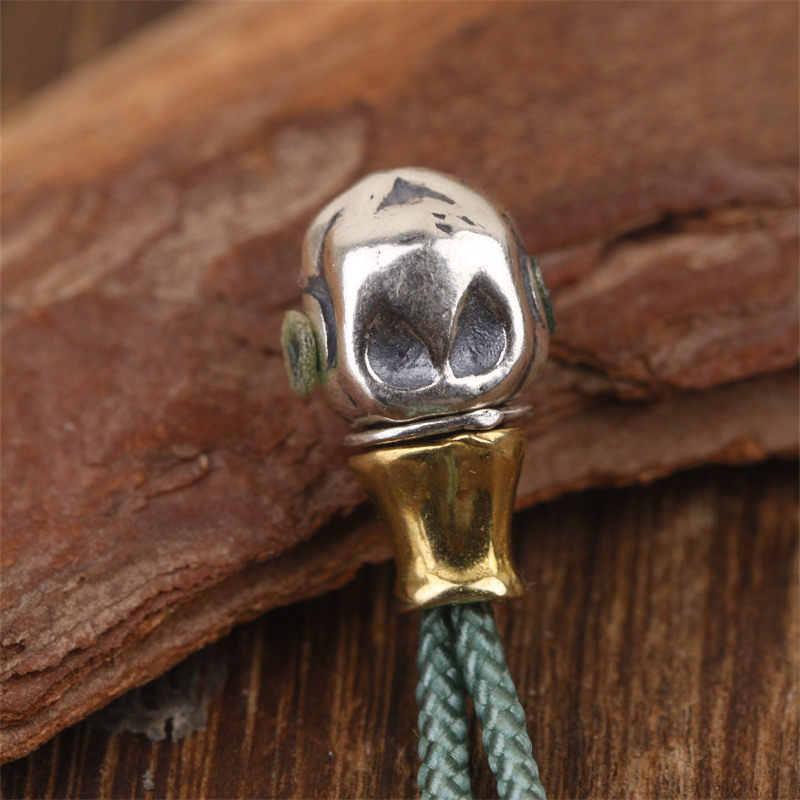 原创s925纯银鬼脸百香籽榫卯佛通分体三通文玩佛珠百香籽星月金刚