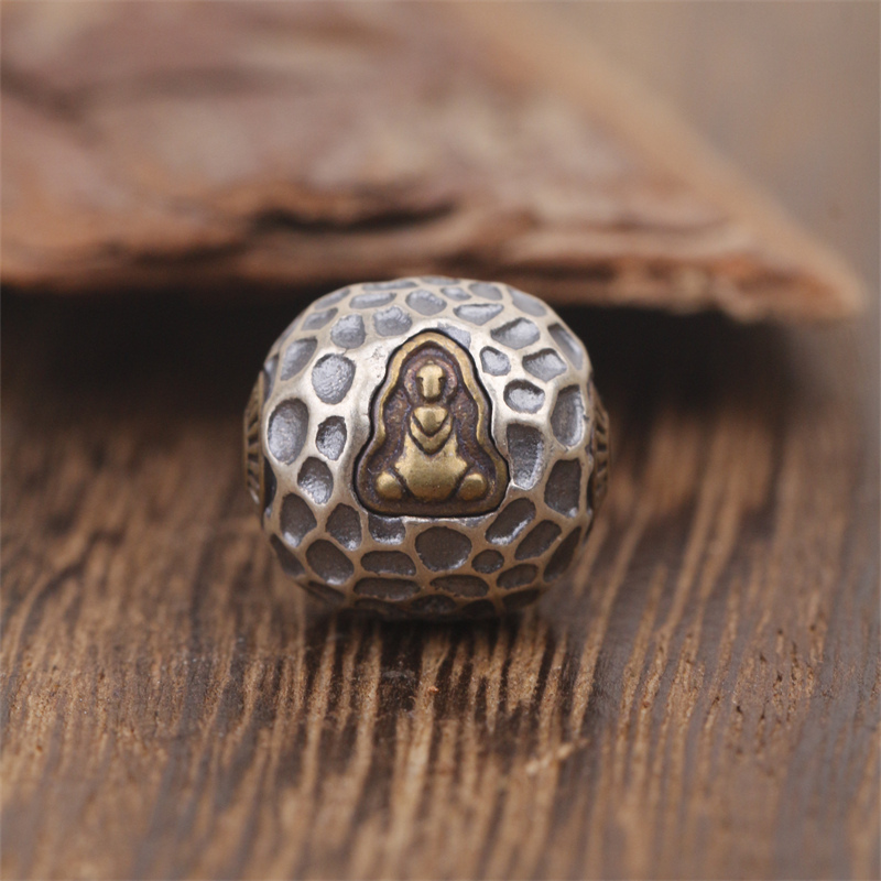 纯银无相佛珠文玩配饰手串diy配件散珠隔珠星月金刚菩提顶珠单颗