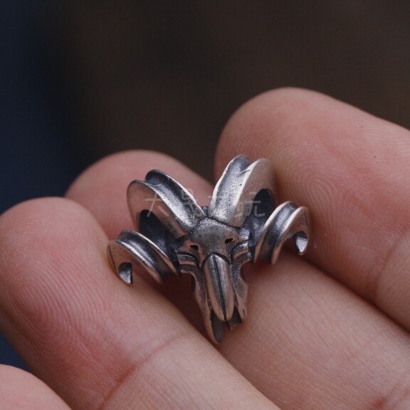 s925纯银三通佛头文玩配饰星月菩提百香籽金刚椰蒂