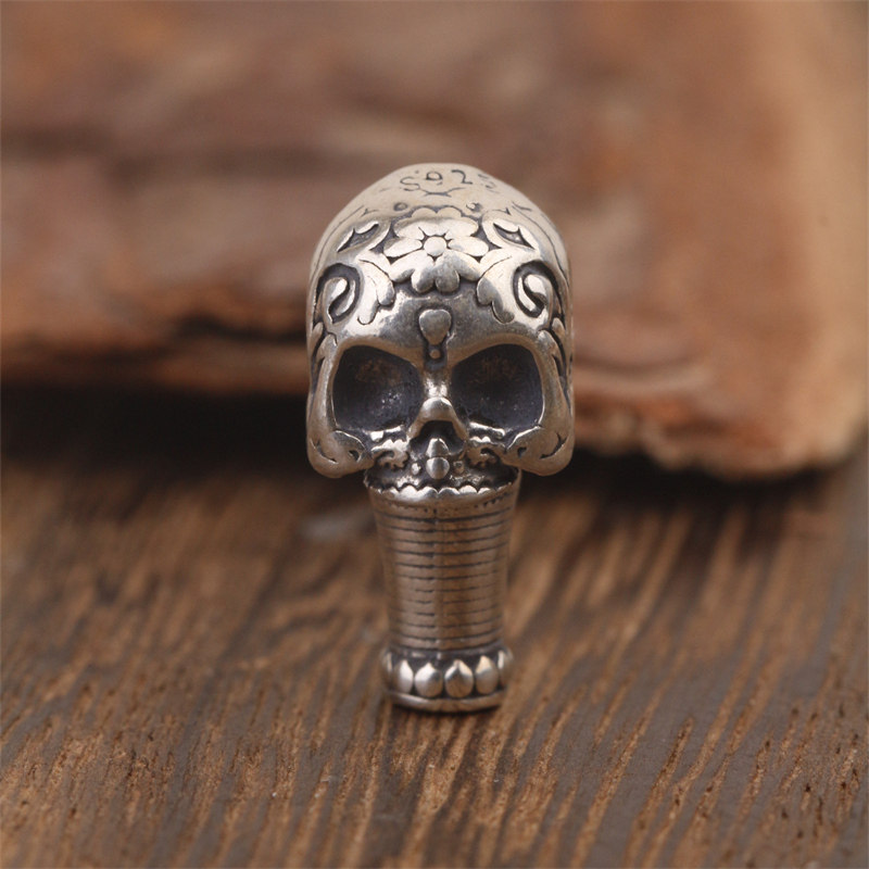 925纯银文玩骷髅恶灵三通配饰佛头百香籽金刚星月猴头佛珠108手串