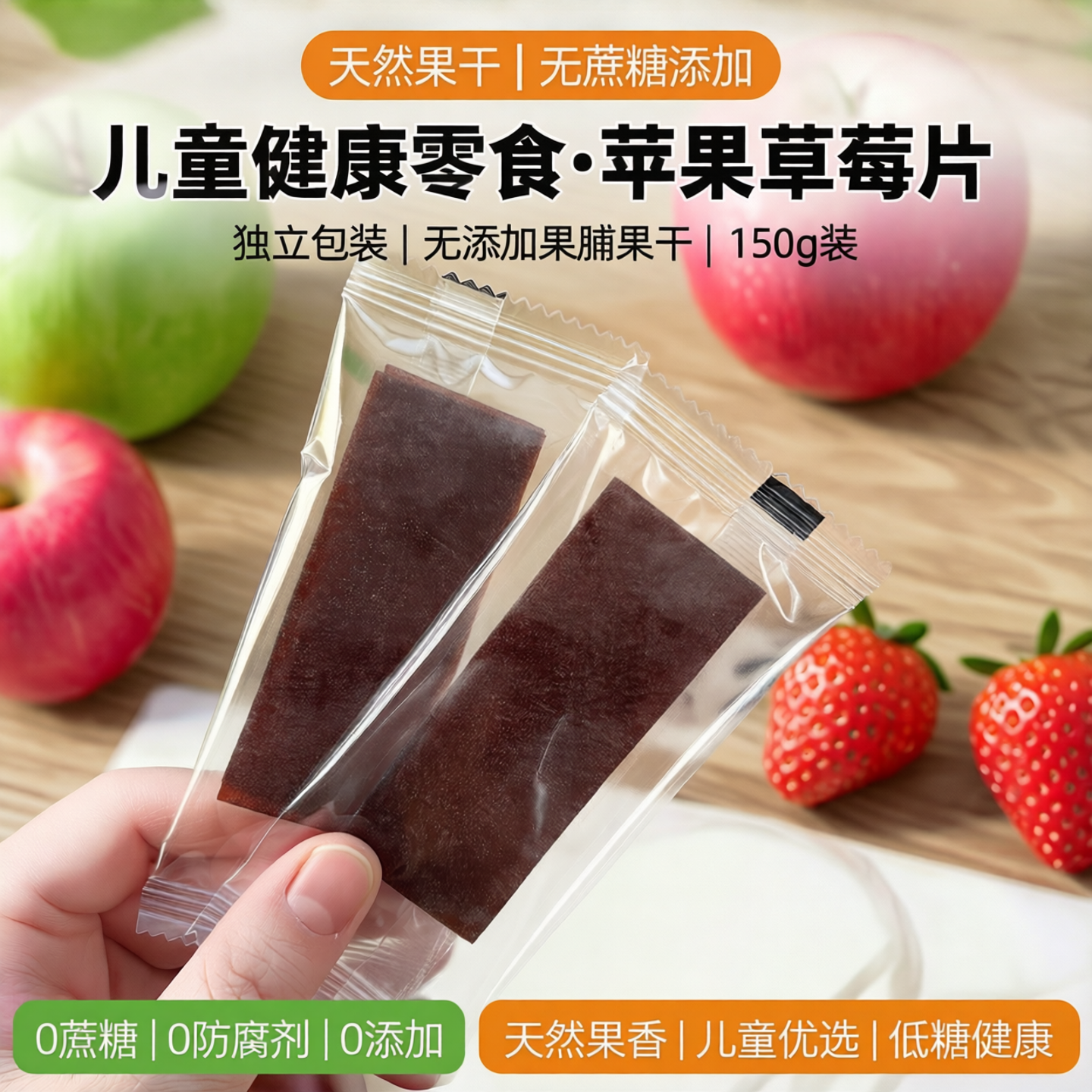 苹果草莓片150g不添加果脯果干儿童健康零食无蔗糖独立包装