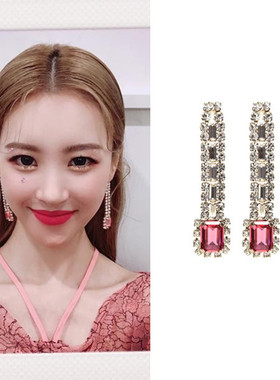 特价YoungWon韩剧尹恩惠Gfriend金韶情宣美同款奢华粉水晶耳环