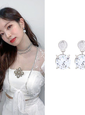 特价现货YOUNGWON正品TWICE金多贤ITZY申留真同款复古水晶耳环