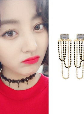 特价现货YoungWon正品CLC张睿恩TWICE志效同款水晶流苏耳环925银