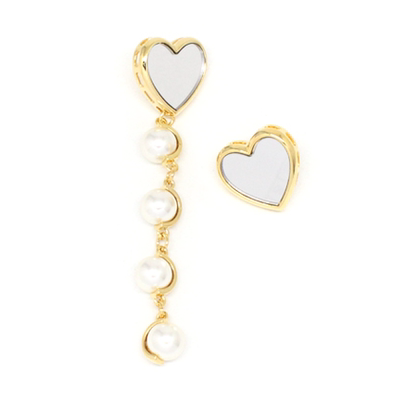 现货韩国孙娜恩桃心不对称珍珠