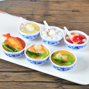 4cm仿真小碗模型一套40款面条汤圆小吃儿童食玩道具美食展示模型