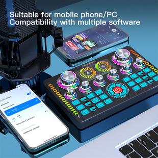 跨境Q7英文声卡usb声卡直播低噪双声道声卡