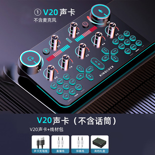 V20直播声卡游戏录音唱歌专用设备台式 电脑手机话筒直播全套定制
