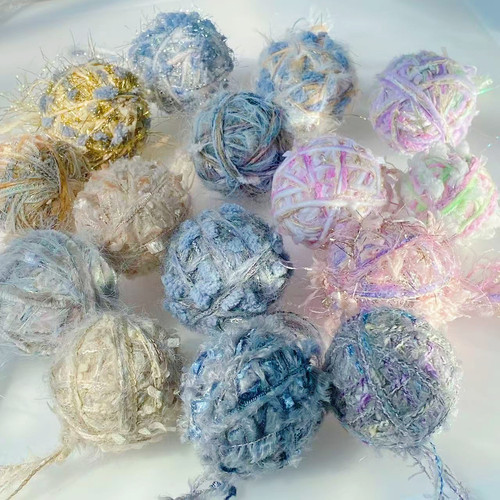 高级灰粉系diy毛线球泡沫毛球圣诞树装饰花束绕线球橱窗布置挂饰