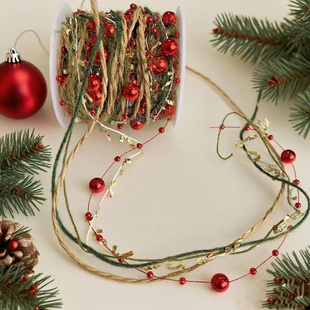 饰 扮发财树丝带装 2025圣诞节春节挂饰装 饰金绿色星星珠链圣诞树装