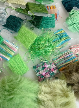 绿色系手混线小样藏族脏鞭发绳文玩头饰原创辅料DIY配件迷你线板