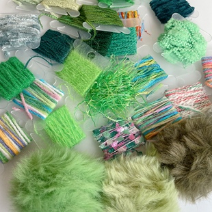 绿色系手混线小样藏族脏鞭发绳文玩头饰原创辅料DIY配件迷你线板