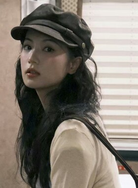 张雅钦同款贝雷帽女2026新款显脸小复古麂皮绒八角帽