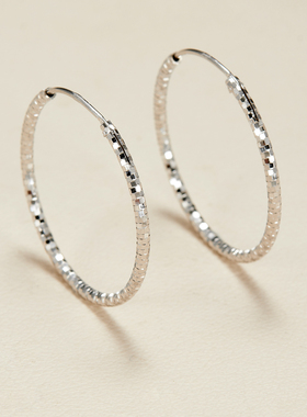 AHCHOO 静奢百搭碎冰冰超细圈大耳环S925纯银高级爆闪耳扣女HOOPS