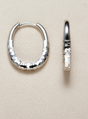 AHCHOO 静奢百搭碎冰冰U型耳环S925纯银高级爆闪耳扣女HOOPS