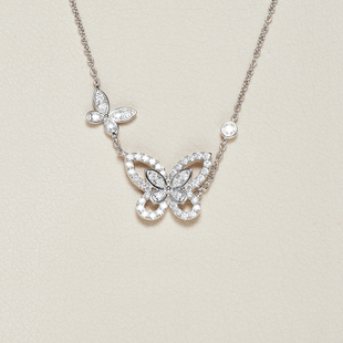 AHCHOO 静奢火彩莫桑石钻项链小众设计S925纯银爆闪蝴蝶锁骨链女