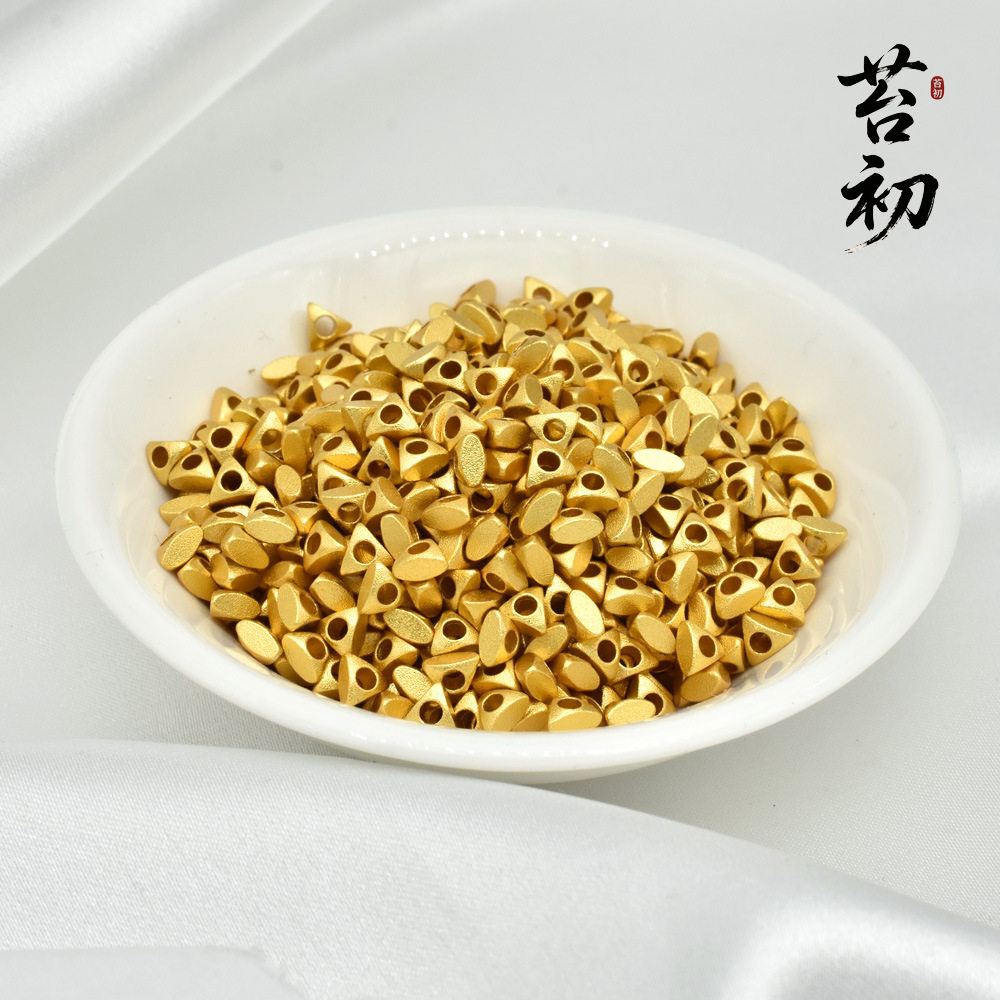 保色古法沙金包金三角隔珠隔片DIY手链项链串珠磨砂红绳饰品材料