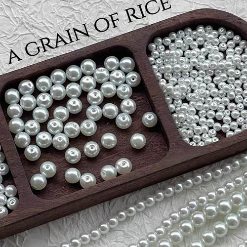 高亮玻璃直孔仿珍珠圆珠DIY饰品