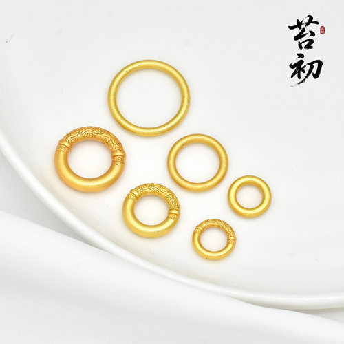 古法沙金保色金圆环手串隔珠